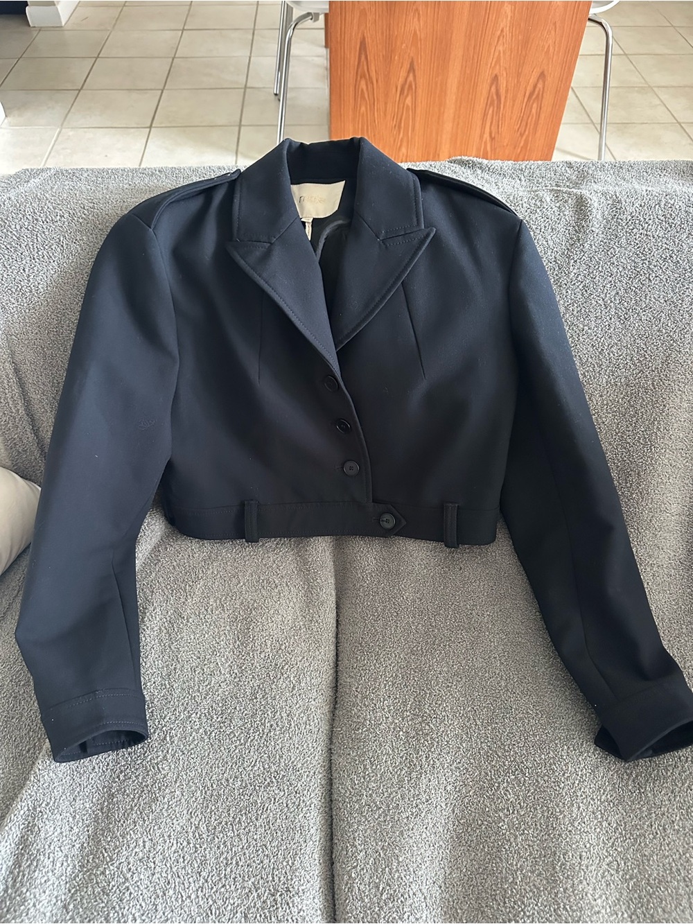 Maje "Via" Cropped Military Tailored Blazer - Black Size FR 38 / US 6 / Maje 2